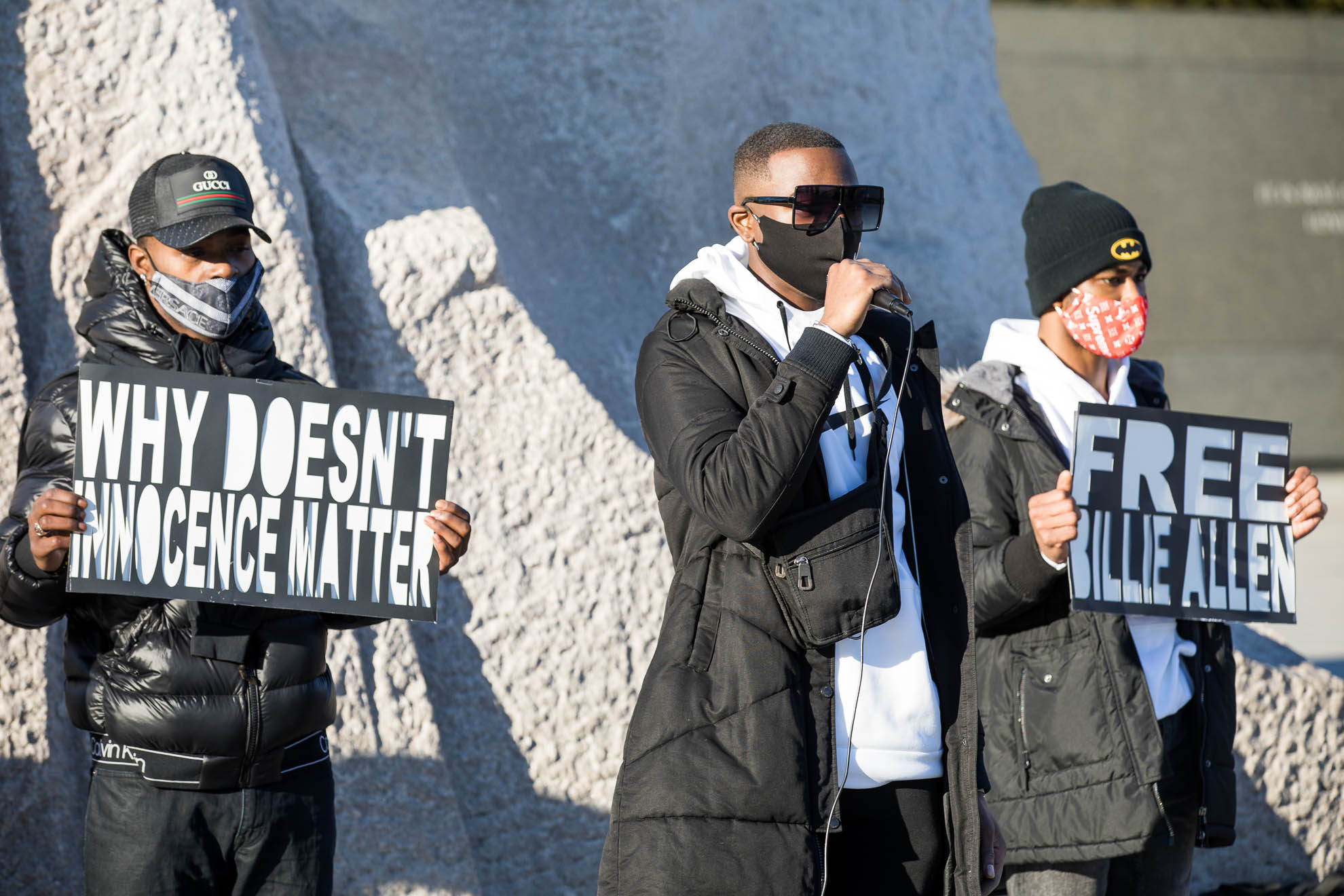 Dustin Higgs’s son, Da’Quan, speaks at a rally at the foot of the MLK memorial in Washington, DC the week before his dad’s execution